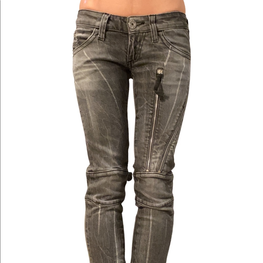 Miss Sixty y2k grey zipper embellished low-rise skinny jeans